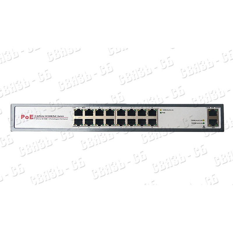 SH-20.16. Неуправляемый PoE коммутатор 10/100Base-TX,  RJ-45 Auto-MDI/MDI-X, 16 PoE портов + 2 UpLi