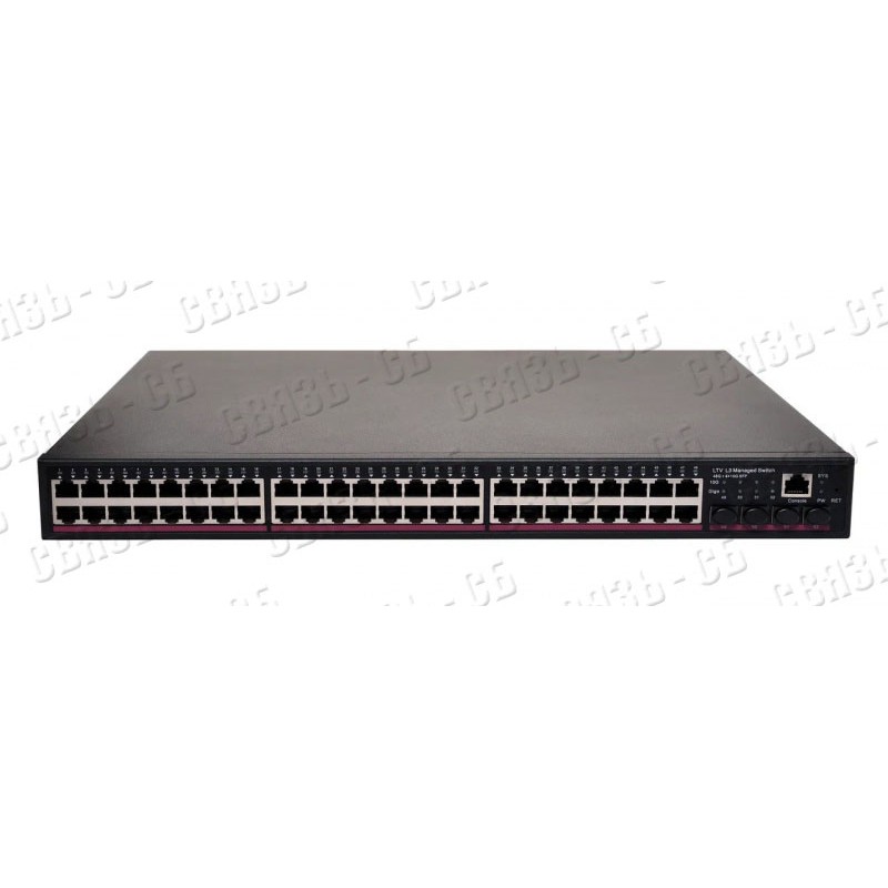 Коммутатор LTV-3S48G4S-MP дальность до 100 м (250 м при CCTV), RACK, 48xRJ-45 (c PoE), 4xSFP (uplink