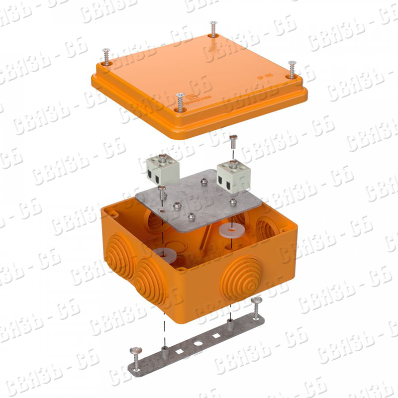 40-0300-FR6.0-4, Коробка монтажная огнестойкая, для о/п Е15-Е120, 100х100х50 мм. Промрукав