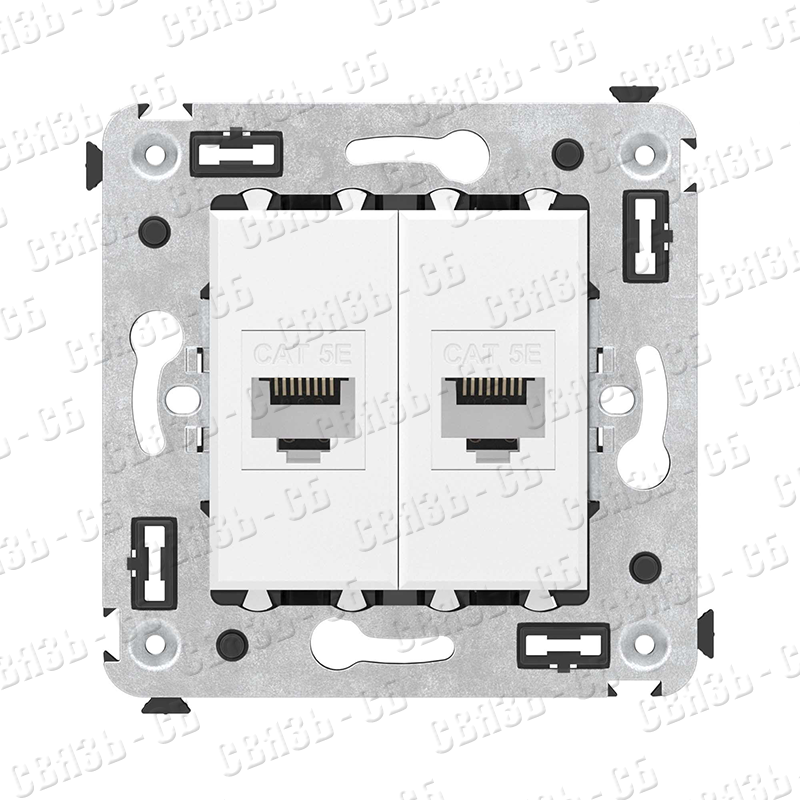 Розетка компьютерная 2-м СП Avanti "Белое облако" RJ45 кат.5E без шторок механизм DKC 4400664