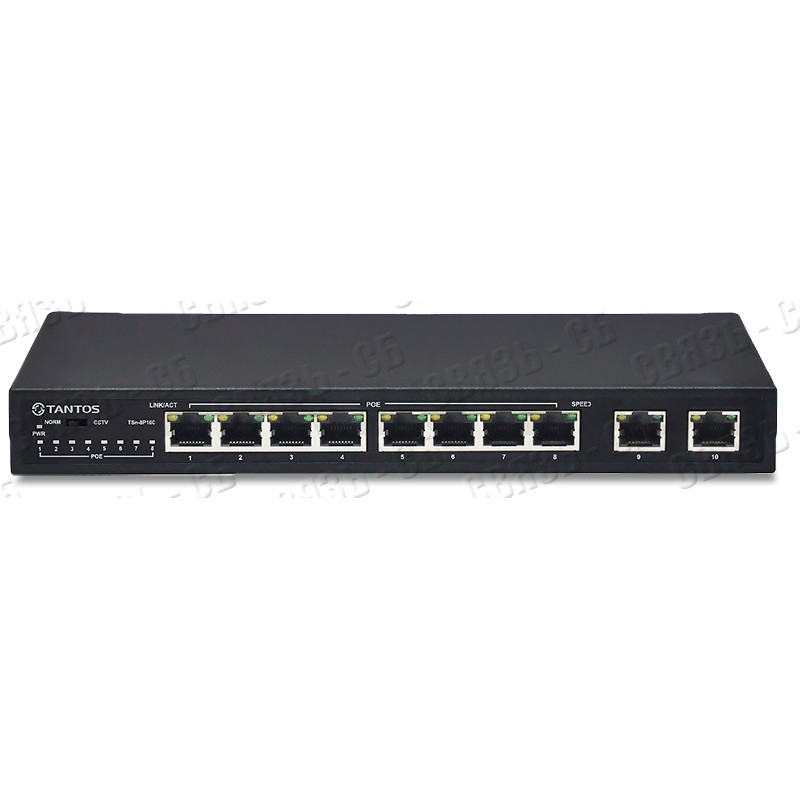 TSn-8P10С 10 портовый POE Ethernet коммутатор. 8 POE Ethernet 10/100Мб портов, 2 порта Ehternet 1000