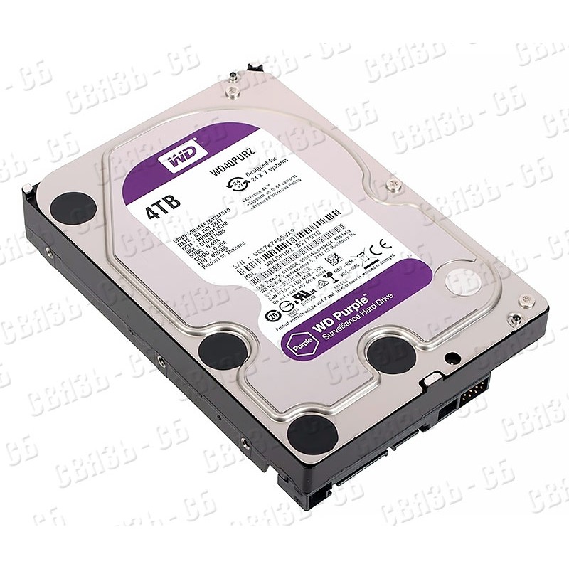 Жесткий диск WD Original SATA-III 4Tb WD40PURZ Purple (5400rpm) 64Mb 3.5"  