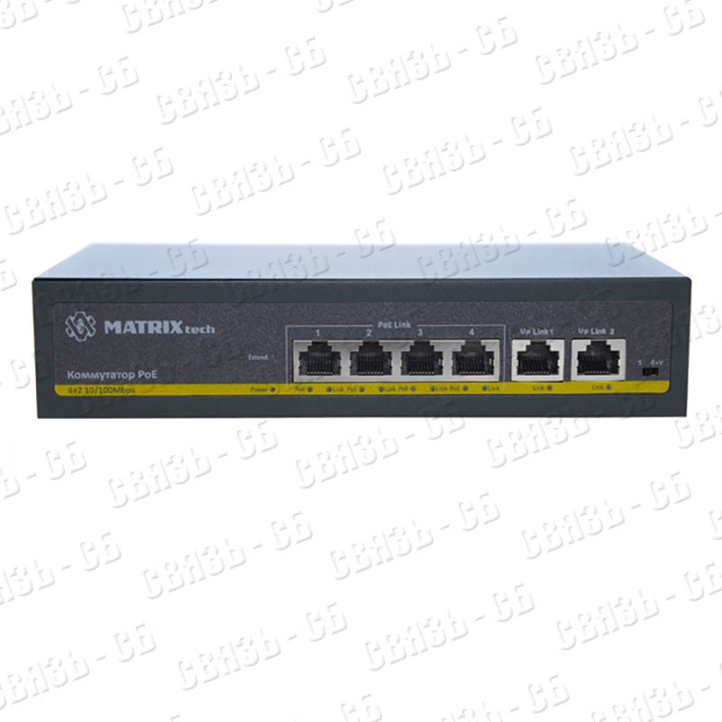 MatrixTech M-S4200P - PoE коммутатор, 4-х канальный 